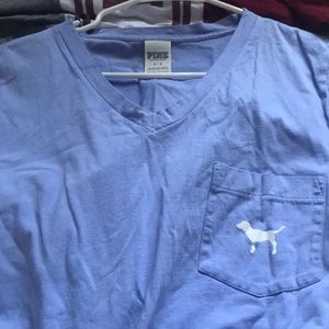 Victoria’s Secret Pink v neck logo pocket t shirt